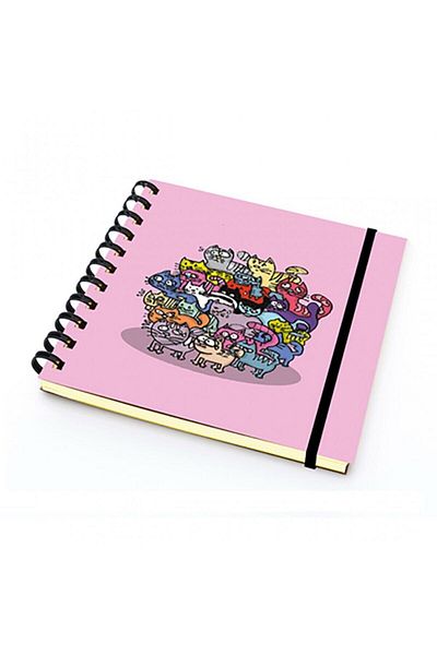 PAKLON Caiet cu spirală cu dungi Pink Kittens 14x14 100 Yp