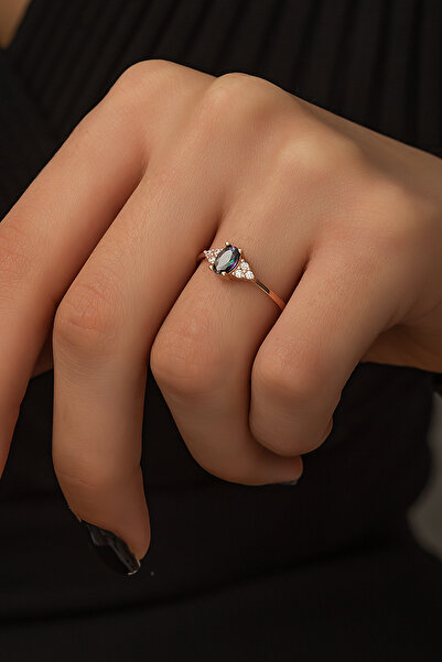 SUNSHINE 925 Ayar Rose Kaplamalı Yuvarlak Mistik Topaz Tasarım Gümüş Yüzük