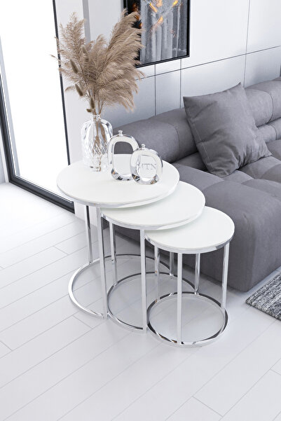 Nies Aksesuar Armoni Gümüş Ayak Beyaz Mdf