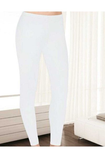 Tutku Elit Γυναικείο μακρύ κολάν 2" White Modal Elastane Lycra Combed Cotton 2101