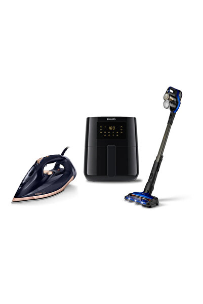 Philips Anneler Günü Seti Airfryer, Kablosuz Dik Süpürge, Azur Ütü 3’lü Set