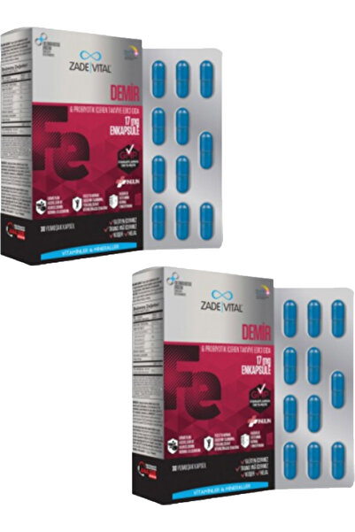 Zade Vital Demir ve Probiyotik Takviye Edici Gıda 30 Kapsül 2 Adet