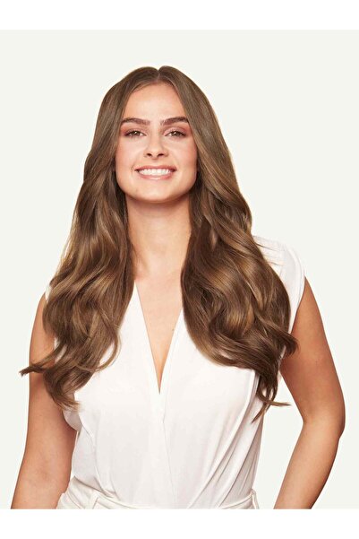 AKOLİFE قطعة شعر بني فاتح نصف قمر - مظهر شعر حقيقي - ملقط مجفف شعر قابل للتطبيق