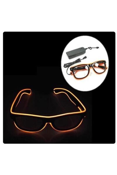 Doppler Turuncu Led Parti Gözlüğü Led Işıklı Pilli Yılbaşı Düğün Eğlence UV400 neon parti gözlüğü HJ-LPG-01