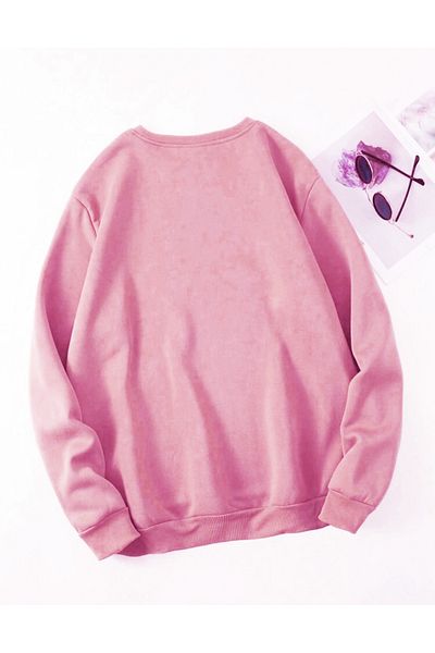 FAVORİST Cute Bear Printed Crew Neck Oversize βαμβακερό φούτερ (ΜΕΓΑΛΗ ΕΦΑΡΜΟΓΗ)