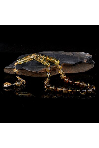 Tesbihsepetim GÜMÜŞ PÜSKÜLLÜ FIÇI KESİM FOSİLLİ DAMLA KEHRİBAR TESBİH