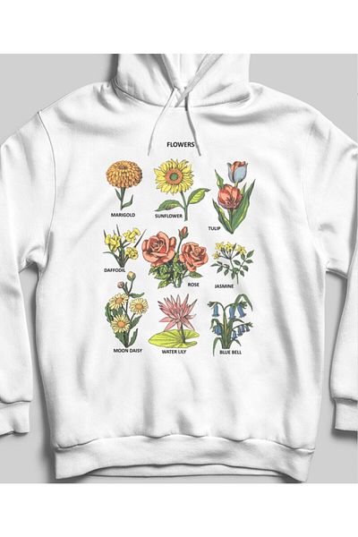 Pisa Art Flowers White Φούτερ χωρίς τσέπη με κουκούλα
