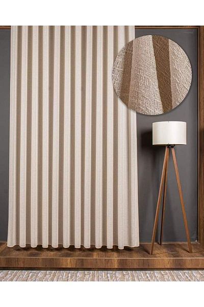 Brillant Rüyaper Genuine Linen Tulle Curtain - 1/3 Tight Pleated, Lounge Living Room and Bedroom