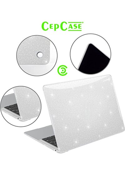 CEPCASE Macbook 13.6' Air 2022 M2 A2681 Kılıf Diamond Pırıltı Şeffaf Kapak Ekran Koruma Klavye Koruma