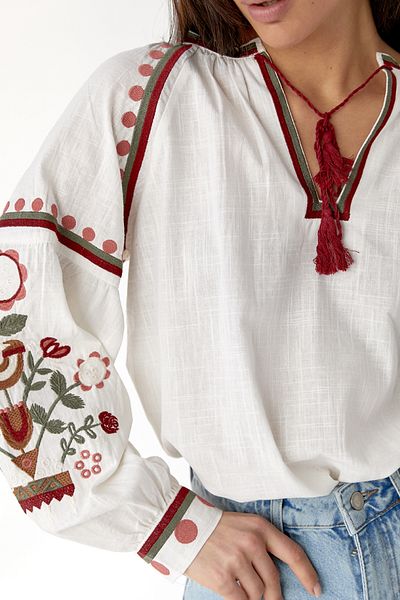 FEMELLE Women's Tassel Embroidered Cotton Blouse
