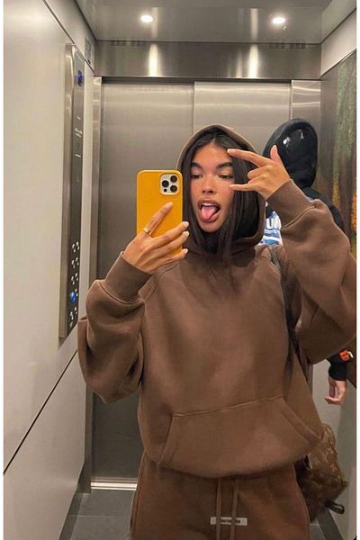 BENROMA Унисекс кафяв суитшърт Oversize