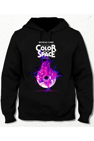 Pisa Art Суитшърт с качулка без джобове в черно с цвят Color Space