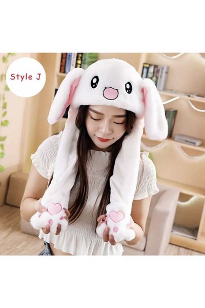 Meyra Accessories White Rabbit Hat with Moving Ears and Lights