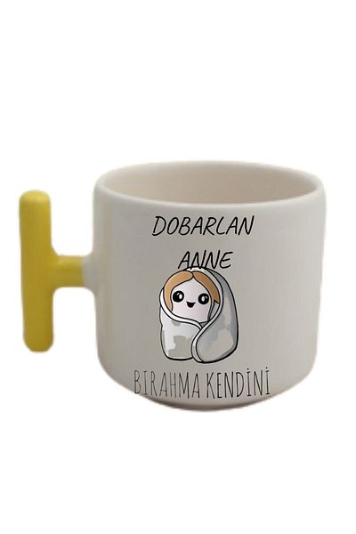 HobiShop نماذج أكواب بمقبض على شكل حرف T باللون الأصفر من Dobarlan Mother Bıragma