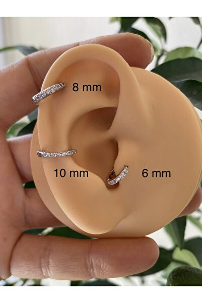 Arescollection Çelik Tamtur Taşlı Halka Tragus Kıkırdak Piercingi