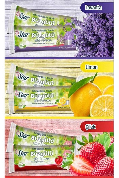garaccu Drawstring Garbage Bag 55x60 Cm 3 Pack Eco Pack Lavender-strawberry-lemon Scented Garbage Bag Scented