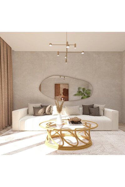 FNC CONCEPT Duvar Aynası Yatay Asimetrik Konsol Banyo Aynası 140x65cm