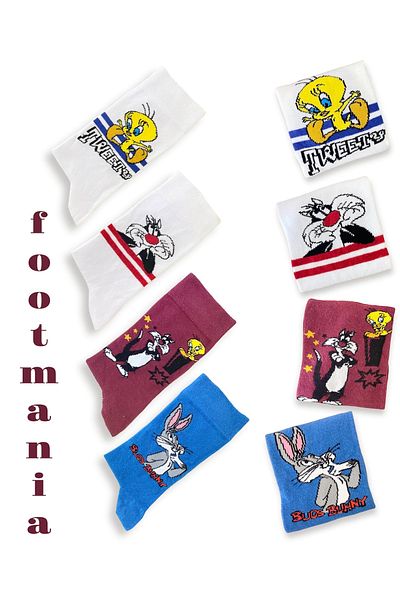 footmania 4 чифта модни анимационни герои унисекс комплект чорапи
