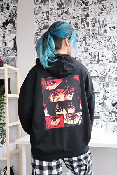 Gofeel Harajuku 5 Eyes Printed Hooded Oversize Vintage Detail Sweatshirt Gofeel