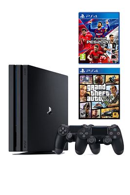 Playstation 4 Pro 1 TB + 2. PS4 Kol + PS4 Pes 2020 + PS4 GTA 5 ürün fotoğrafı