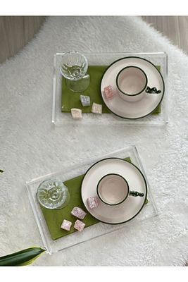 1 Adet Şeffaf Pleksi Tepsi 14x22cm Servis Sunum Tepsisi Şık Yeni Kahve Çay Tepsisi Phigo 1 Adet ürün fotoğrafı