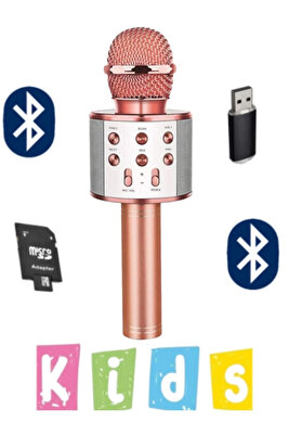 Karaoke Mikrofon Dahili Hoparlörlü Usb Flash Tf Kart Destekli Ses Değiştirme Efektli Çocuk Mikrofonu ürün fotoğrafı