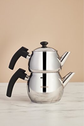 Adelya Indüksiyon Tabanlı Mini Boy Siyah Çaydanlık Takımı ürün fotoğrafı