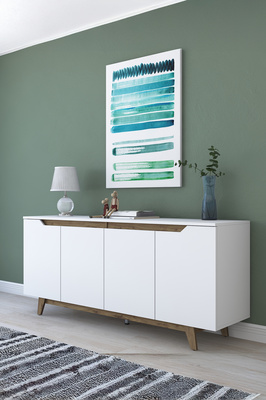 Rani Gd102 Modern Ayaklı Konsol Beyaz Minyatür Ceviz ürün fotoğrafı