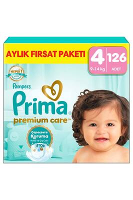 Bebek Bezi Premium Care 4 Numara 126 Adet Aylık Fırsat Paketi ürün fotoğrafı