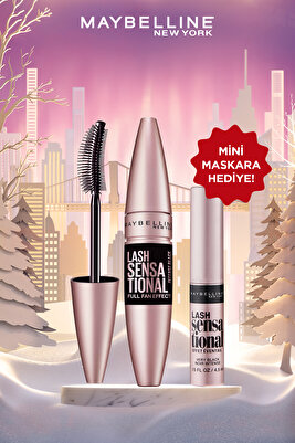 Maybelline Lash Sensational Maskara Intense Black Siyah & Mini Lash Sensational Maskara ürün fotoğrafı