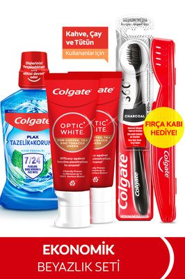 Optic White Kahve, Çay Kullananlar 50ml 2'li Diş Macunu, Orta Diş Fırçası, Ağız Bakım Suyu 250ml ürün fotoğrafı