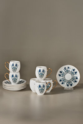 İznik 6 Kişilik Kahve Fincan Takımı 80 ml Gold ürün fotoğrafı