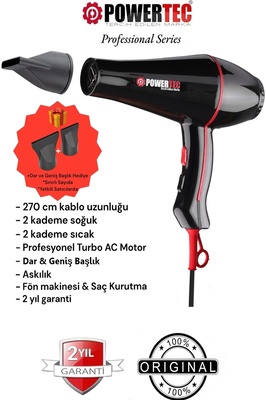 TR-601 (2500 W) Turbo Professional Series Fön Makinesi &amp; Saç Kurutma 2.7m Uzun Kablolu Yeni Versiyon ürün fotoğrafı