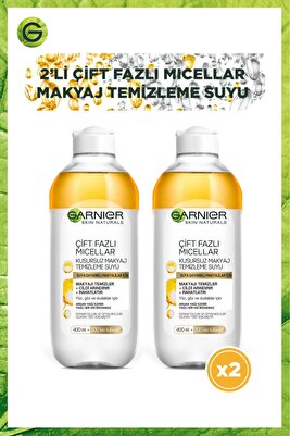 2'li Çift Fazlı Micellar Makyaj Temizleme Suyu 400ml &amp; Makyaj Pamuğu Hediyeli ürün fotoğrafı