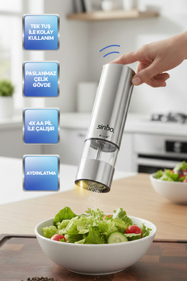 SHB-7502 Işıklı Pilli Tuz &amp; Karabiber Öğütücü Otomatik Değirmen ürün fotoğrafı
