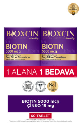Biotin 5.000 Mcg 2 x 30 Tablet - Biotin Çinko 15 Mg Saç Ve Tırnak Vitamini 2 Li Avantajlı Set ürün fotoğrafı