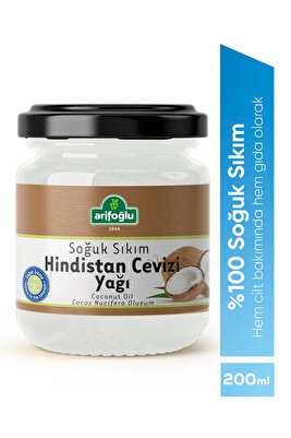 Hindistan Cevizi Yağı 200 ml Arifoğlu | Soğuk Sıkım | Cold Pressed Virgin Coconut Oil ürün fotoğrafı