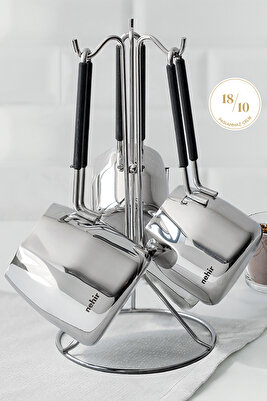 Modern 4 Parça Standlı Paslanmaz Çelik Cezve Seti ürün fotoğrafı