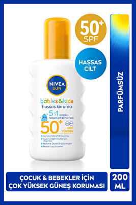 SUN SPF50+ Çocuklar ve Bebekler İçin Yüksek Güneş Koruyucu Sprey 200ml,Hassas Cilt,Parfümsüz ürün fotoğrafı