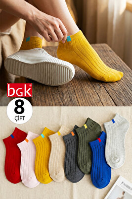 8 Çift Unisex Renkli Kısa Çorap ürün fotoğrafı