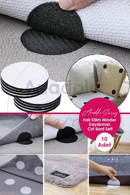 Pratik 10 Adet Halı Kilim Minder Nevresim Örtü Kaydırmaz Cırt Bant Seti Yapışkanlı Halı Kaydırmaz ürün fotoğrafı