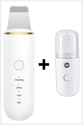 Ultrasonik Spatula Yüz Siyah Nokta Temizleme Aleti Ve Soğuk Buhar Makinesi 2 Li Set ürün fotoğrafı