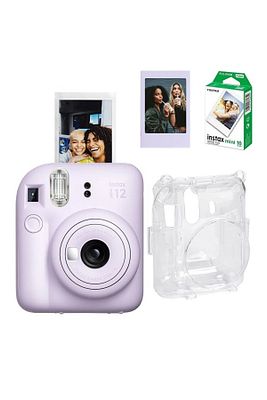 Instax Mini 12 Fotoğraf Makinesi-10'lu Film-Şeffaf Pleksi Kılıf ve Fotoğraf Çerçevesi Seti 2 Mor ürün fotoğrafı