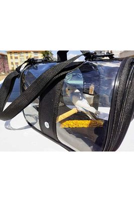 Kuş Taşıma Çantası Suluklu Tünekli 32x22x20 Orta Boy 1. Kalite, Kraker Hediyeli- Siyah ürün fotoğrafı