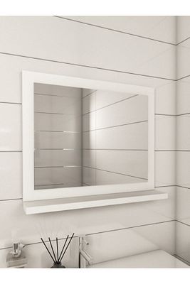 Dresuar,60x45 Beyaz Raflı Banyo Aynası ürün fotoğrafı