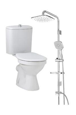 Natura Kanallı Alttan Çıkışlı Klozet Takım+Tasarruflu Paslanmaz Çelik Yağmur Tepe Duş Seti ürün fotoğrafı