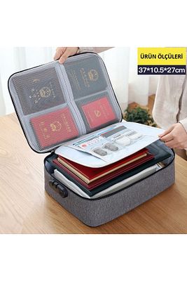 Belge Evrak Pasaport Saklama Düzenleyici Çanta Kilitli Seyahat Organizer Çantası ürün fotoğrafı