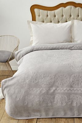 Elephant Açık Gri Çift Kişilik Soft Embosy Battaniye ürün fotoğrafı