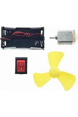Hobi Motor Deney Seti Dc Motor, Anahtar, Pil Yatağı, Pervane Set ürün fotoğrafı