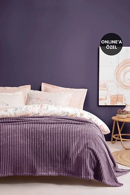 Holly Wellsoft Çift Kişilik Battaniye - Kül Moru ürün fotoğrafı